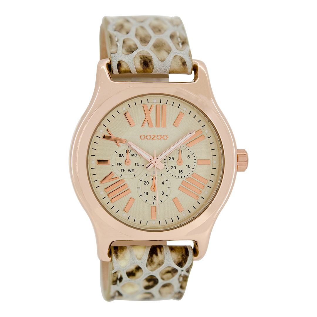 Rosé goudkleurige OOZOO horloge met zand leren band - C7613
