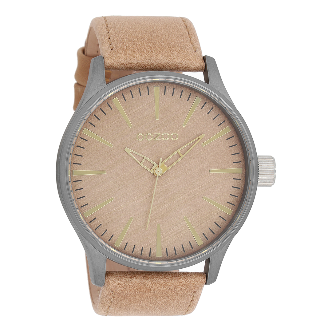 Titanium OOZOO horloge met camel leren band - C7860