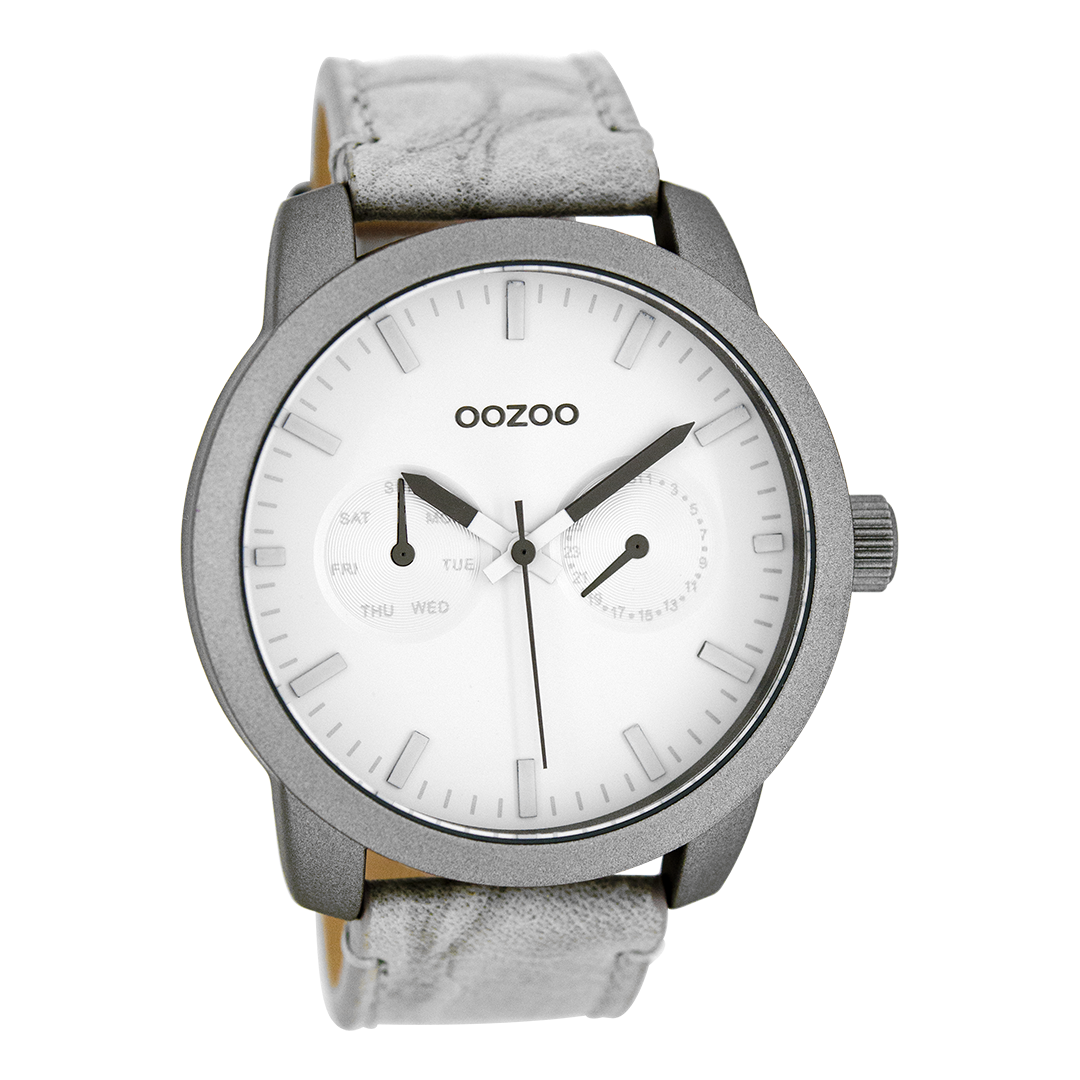 Grijze OOZOO horloge met leren band - C8255