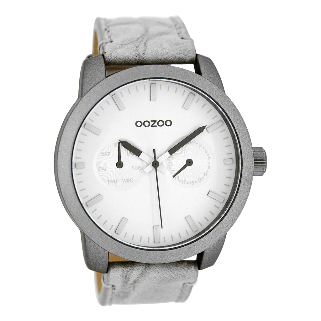 OOZOO Montre en gris avec bracelet en cuir en gris - C8255