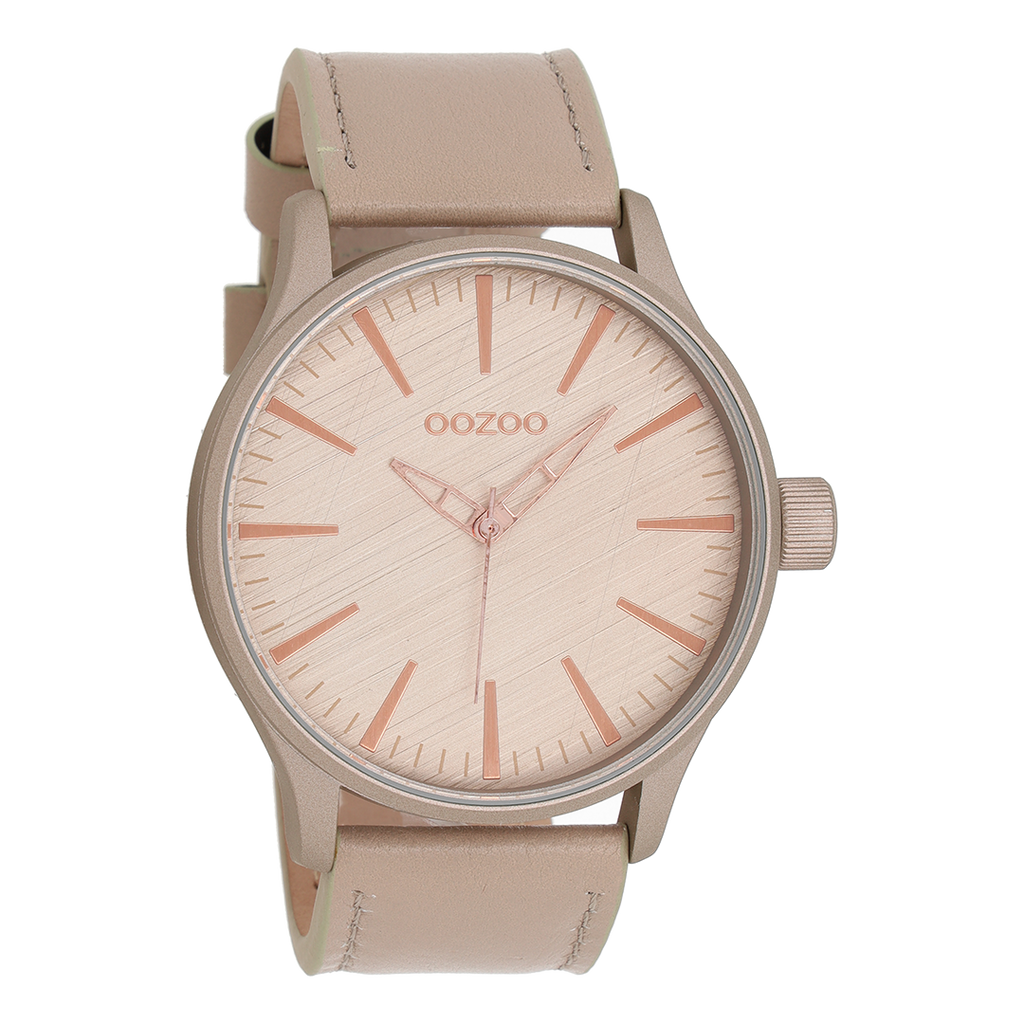 OOZOO Montre en rose gris avec bracelet en cuir en rose gris - C8276
