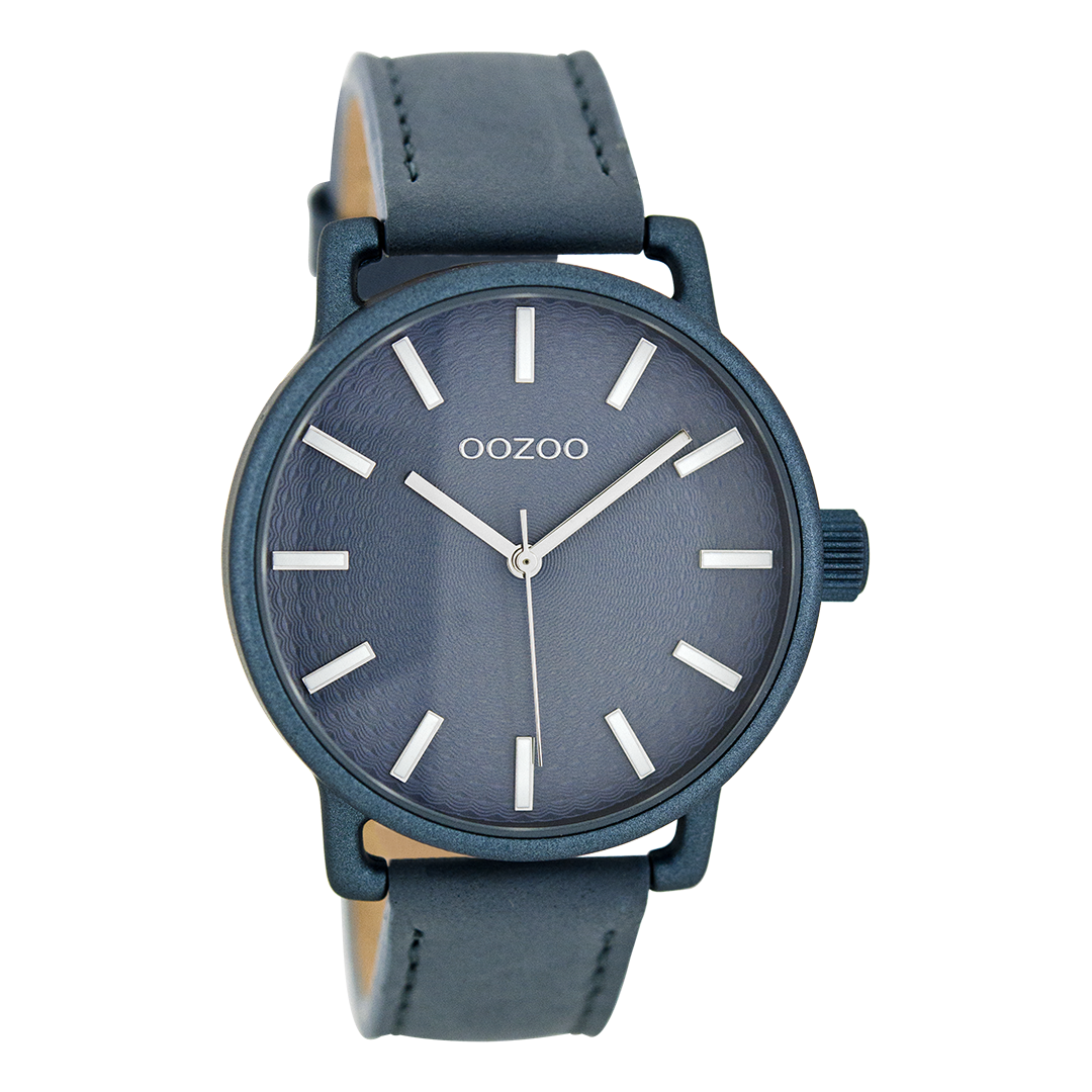 OOZOO Montre en bleu avec bracelet en cuir en bleu - C8313