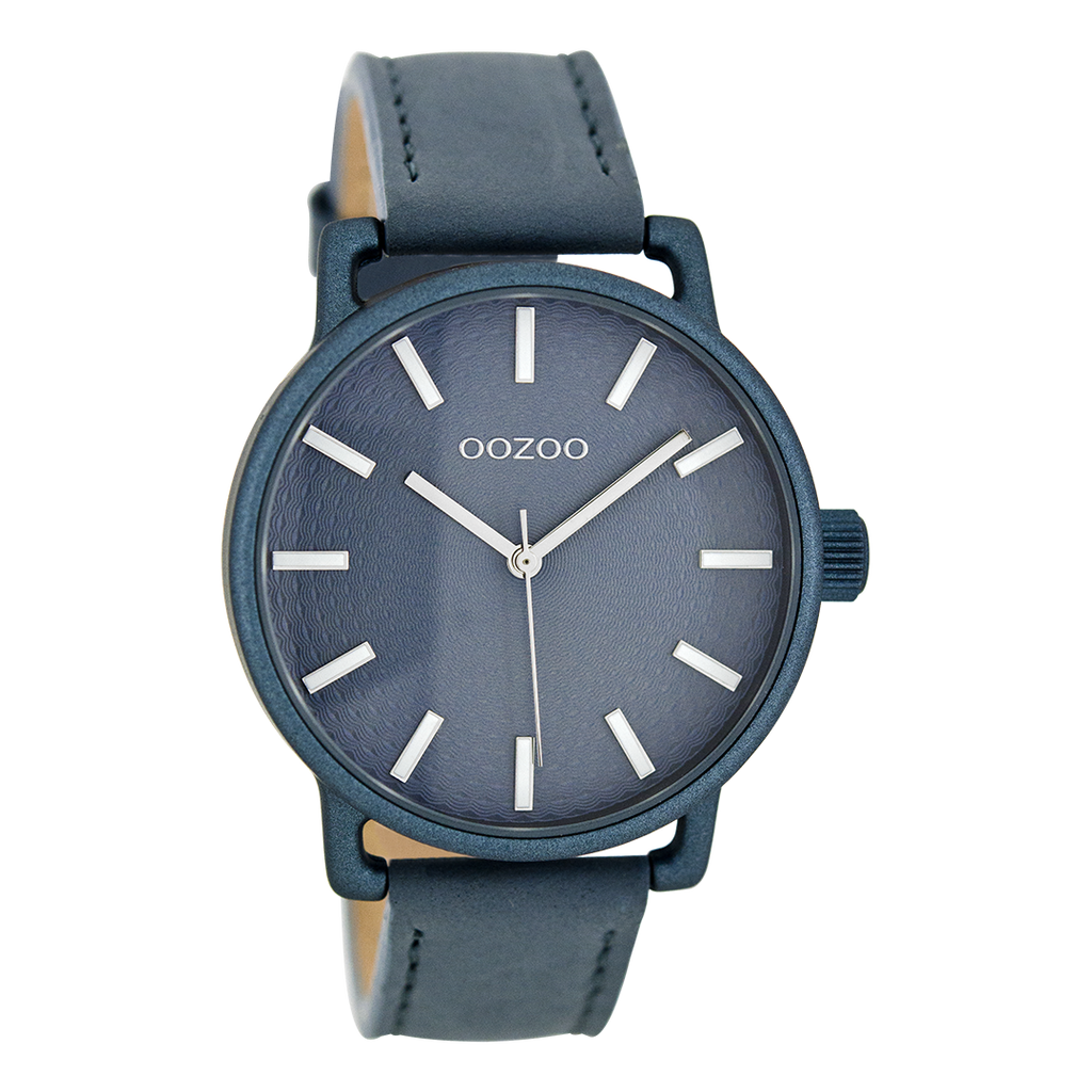 OOZOO Montre en bleu avec bracelet en cuir en bleu - C8313