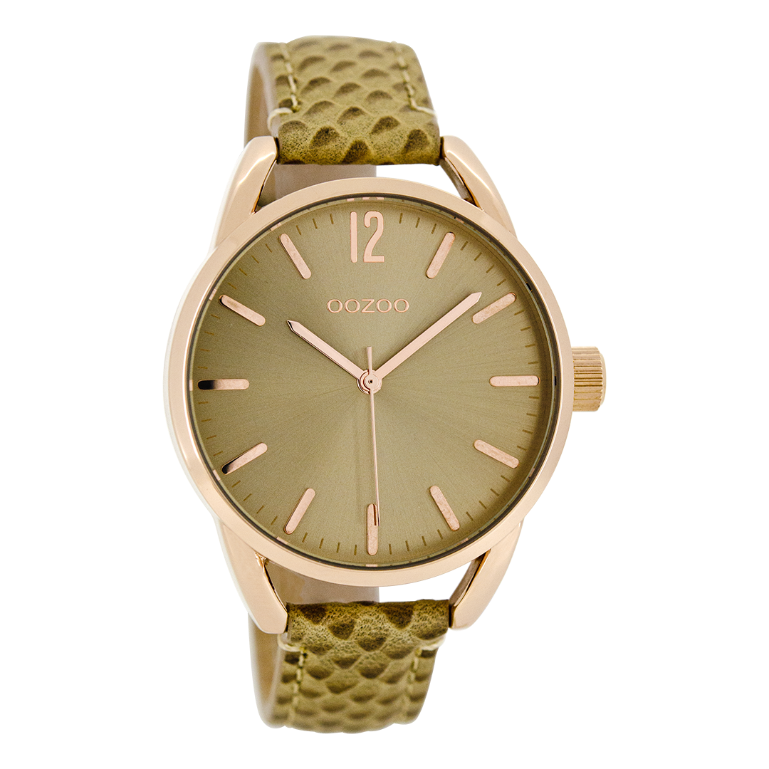 Rosé goudkleurige OOZOO horloge met zand leren band - C8336