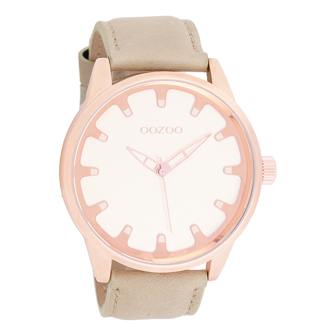 Rosé goudkleurige OOZOO horloge met zand leren band - C8545