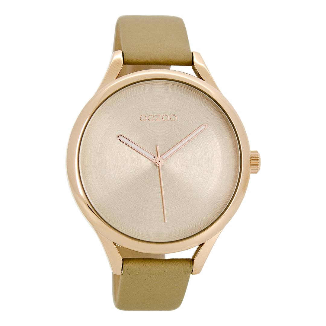 Rosé goudkleurige OOZOO horloge met zand leren band - C8630