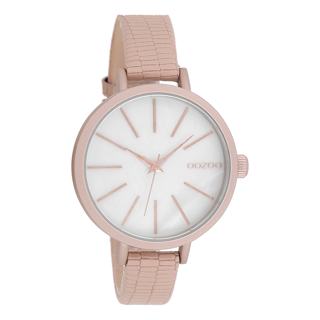 OOZOO Montre en rose gris avec bracelet en cuir en rose gris - C8666