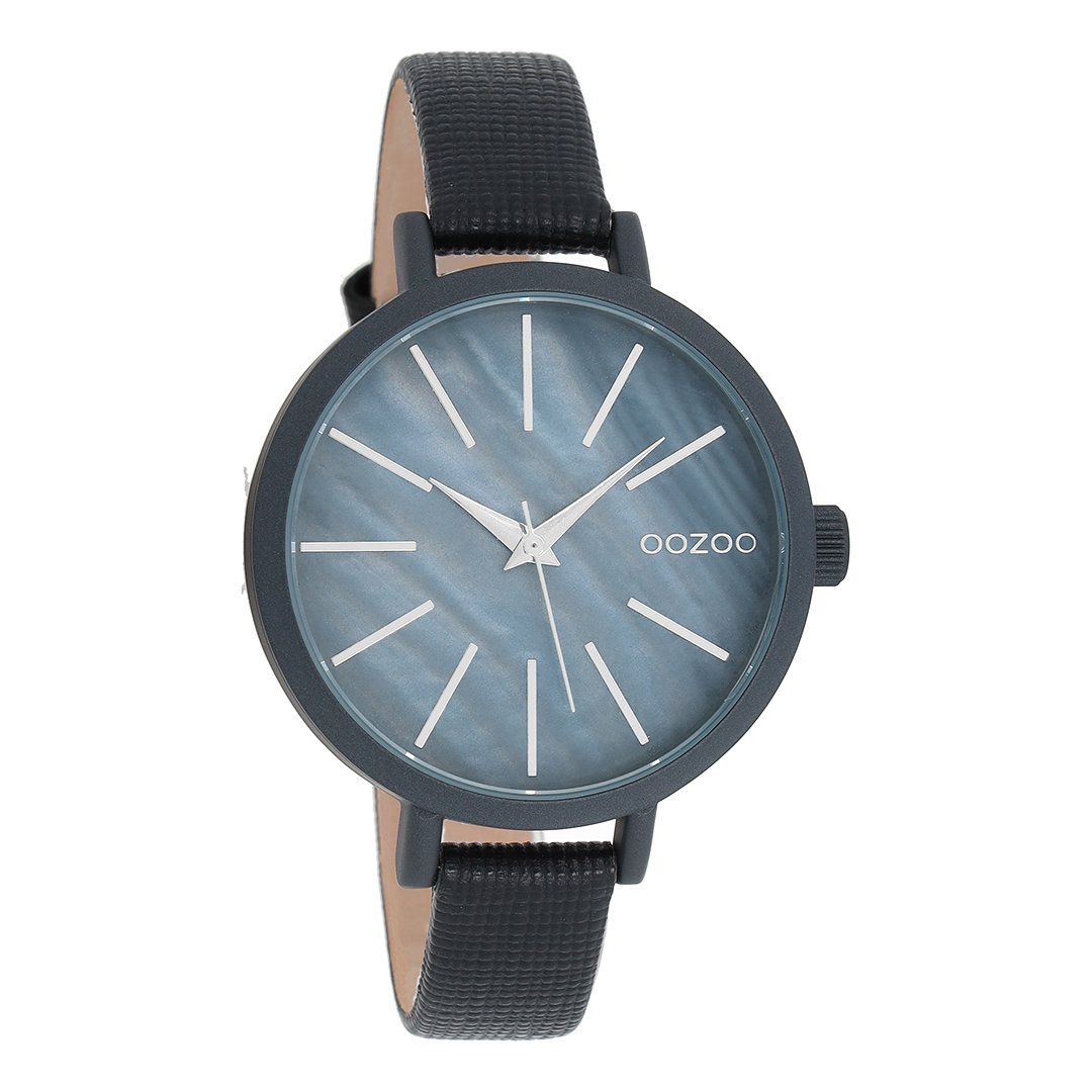 Zwarte OOZOO horloge met leren band - C8669