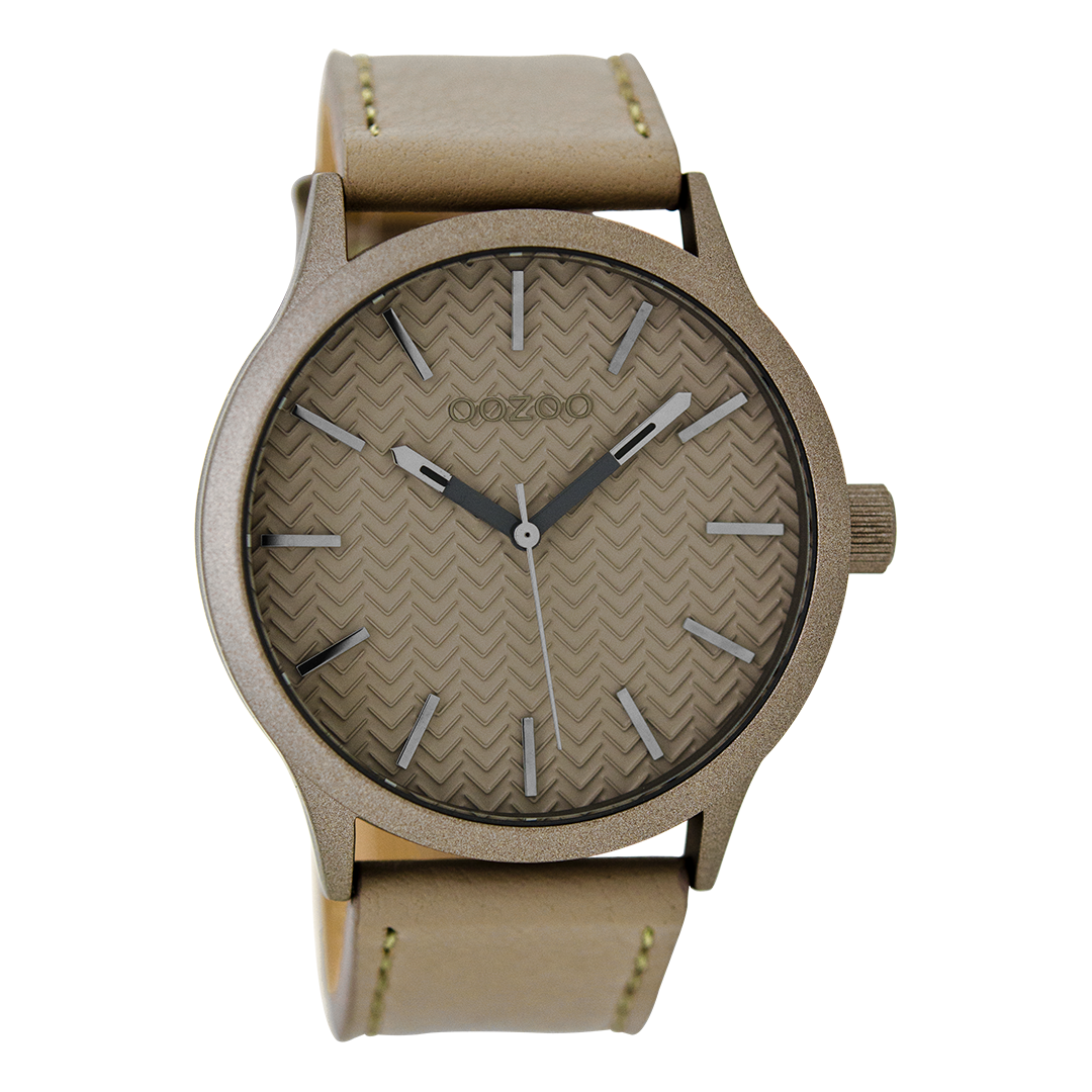 OOZOO Montre en taupe avec bracelet en cuir en taupe - C9018
