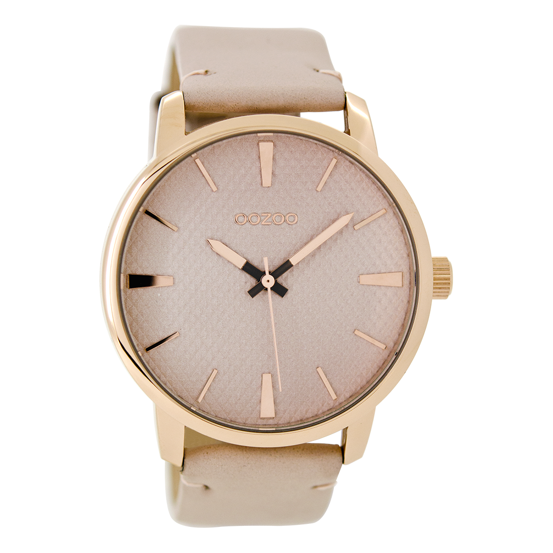 Rosé goudkleurige OOZOO horloge met oud roze leren band - C9021