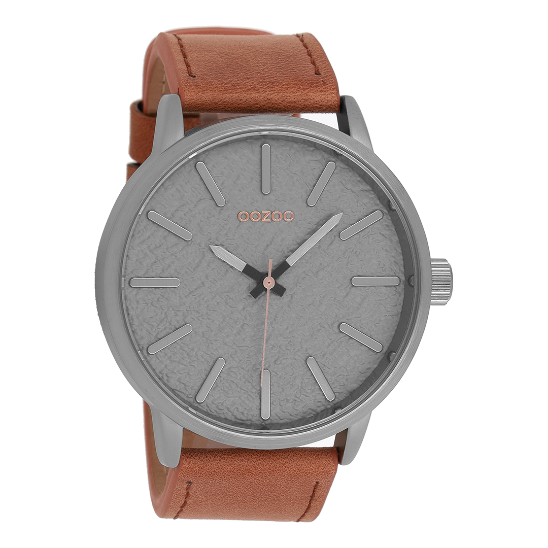 Titanium OOZOO watch with cognac leather strap - C9025