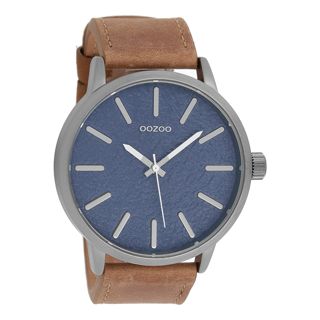 Titanium OOZOO watch with brown leather strap - C9026