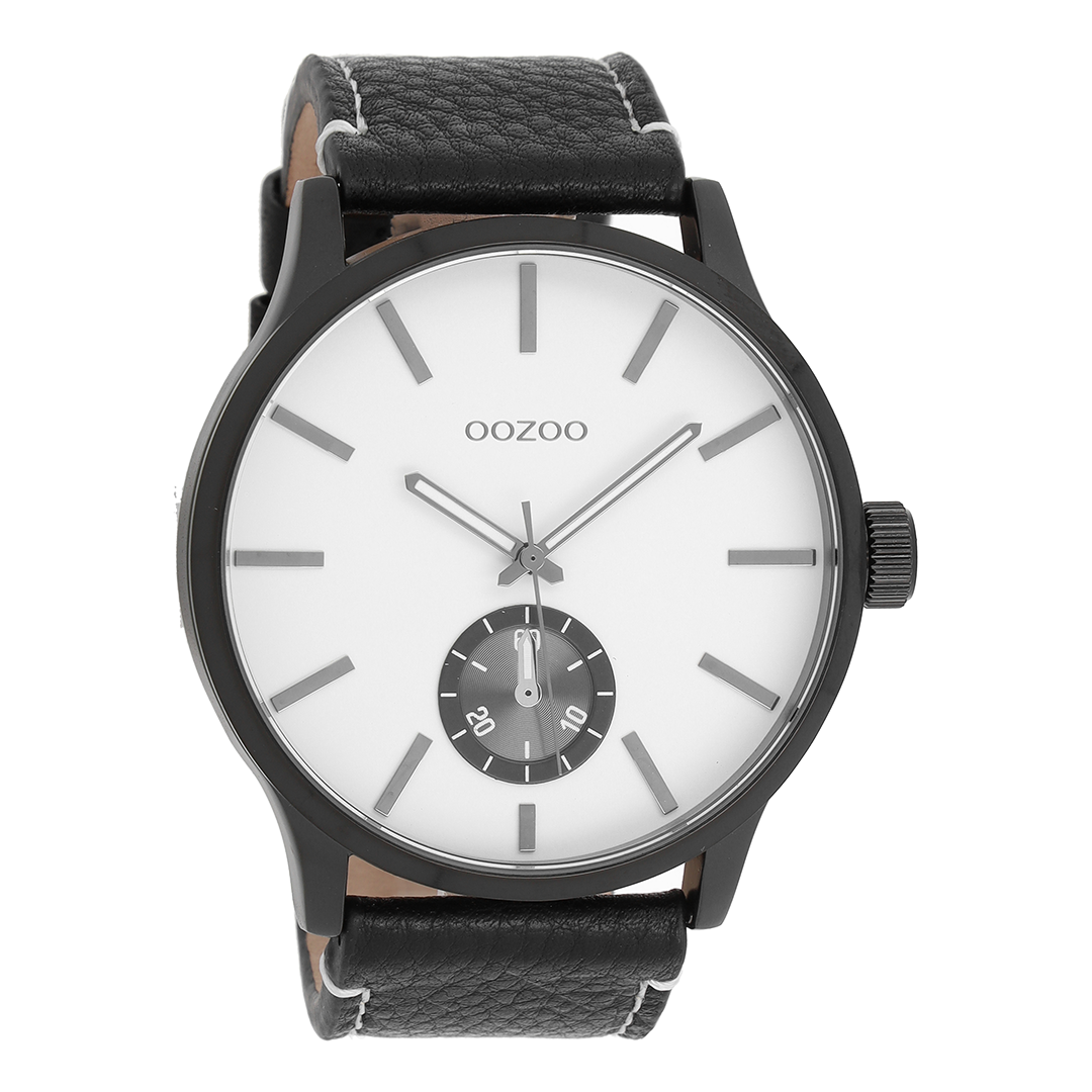Zwarte OOZOO horloge met leren band - C9038