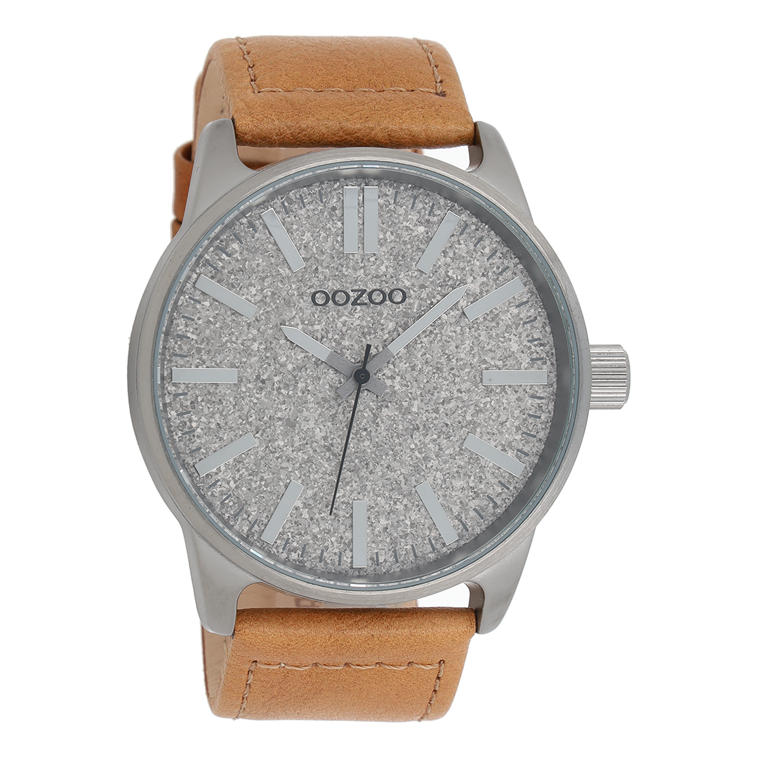 Titanium OOZOO horloge met camel leren band - C9061