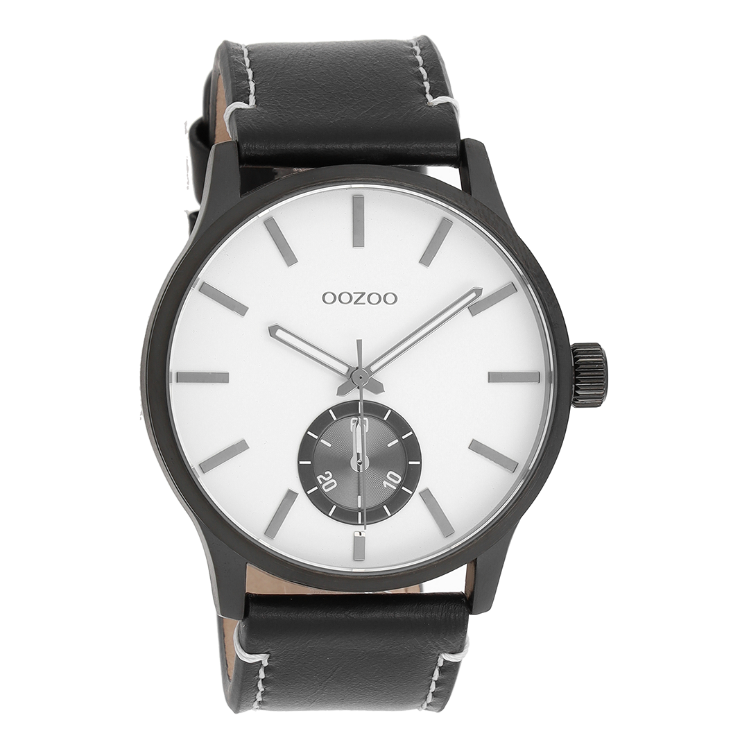 OOZOO Montre en noir avec bracelet en cuir en noir - C9083