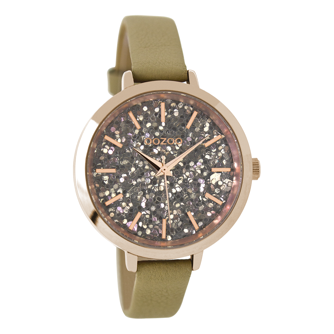 Rosé goudkleurige OOZOO horloge met zand leren band - C9145