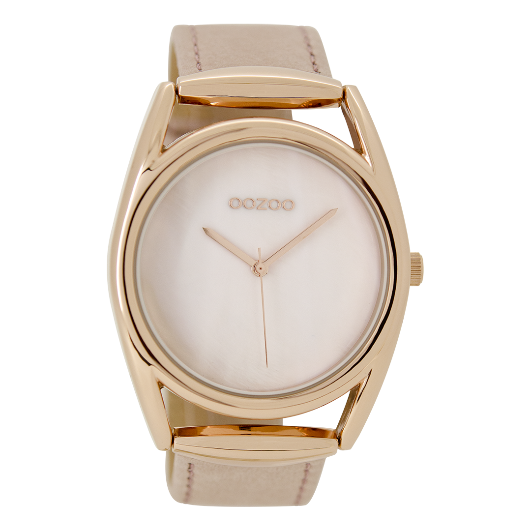 Rosé goudkleurige OOZOO horloge met poeder roze leren band - C9166