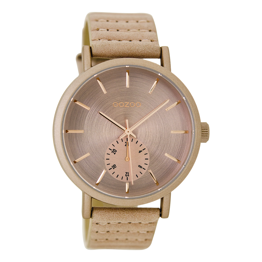 OOZOO Montre en rose gris avec bracelet en cuir en rose gris - C9186