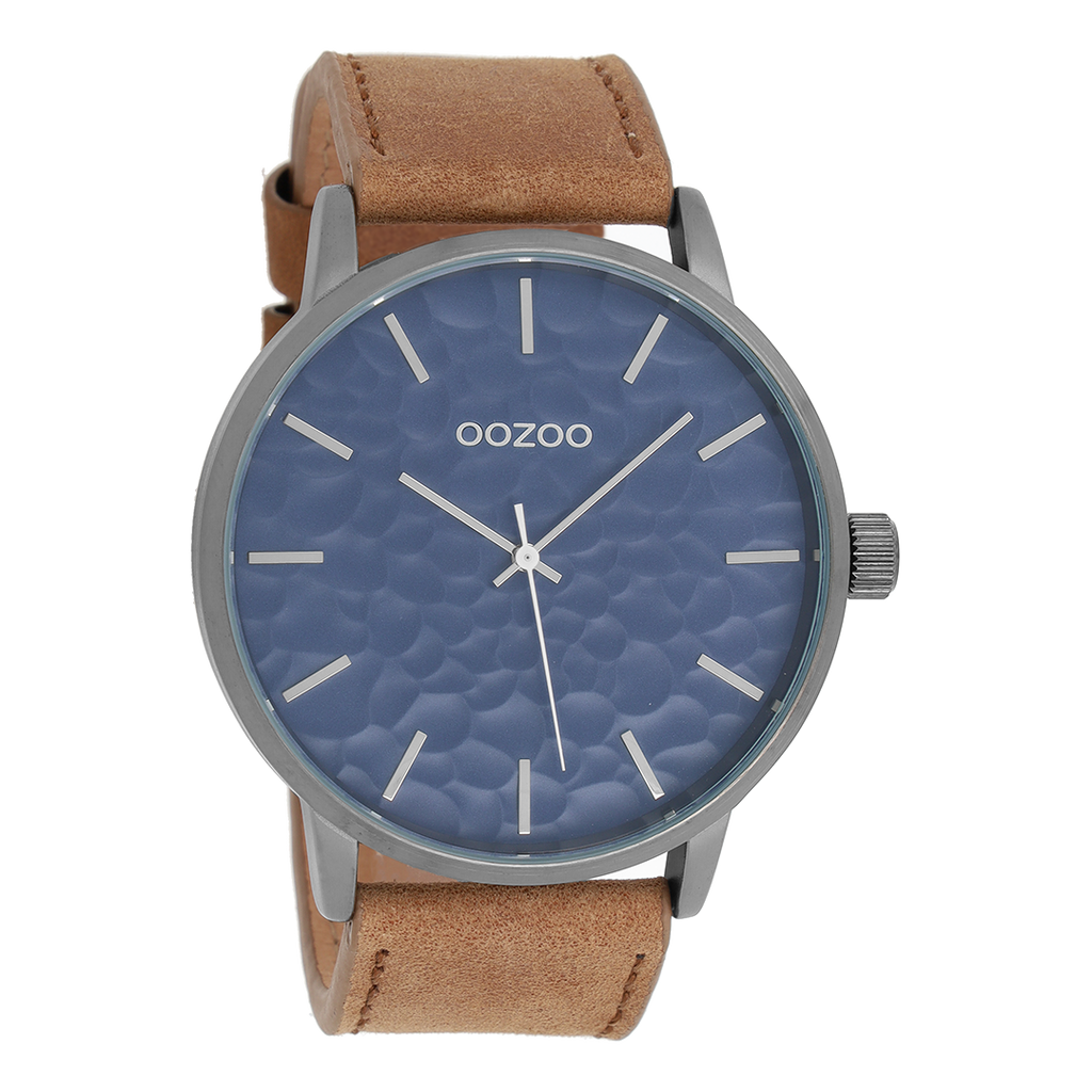 OOZOO Montre en noir avec bracelet en cuir en sable - C9442
