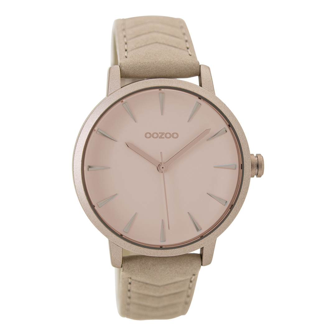 Oud roze OOZOO horloge met leren band - C9507