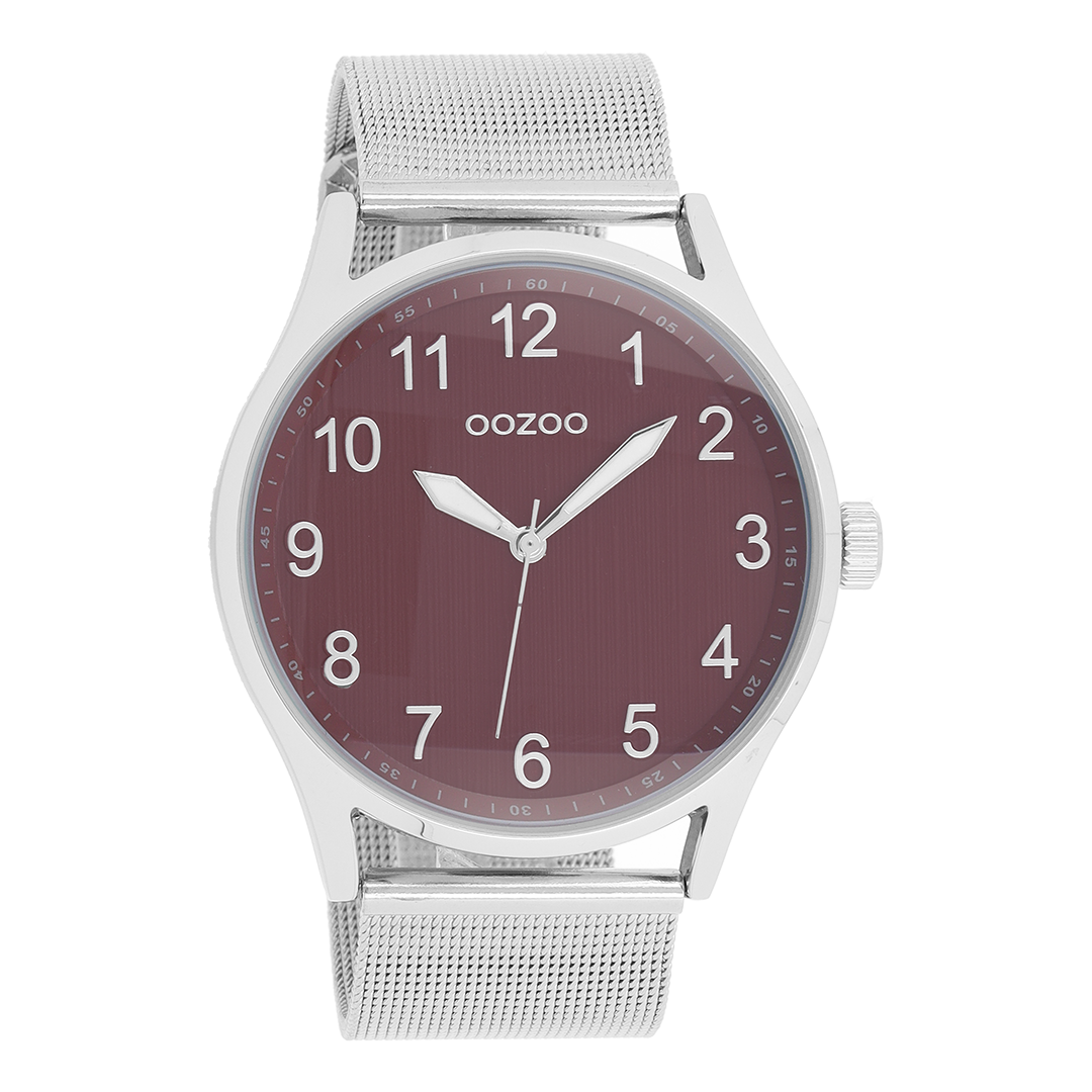 OOZOO Montre en couleur argent avec bracelet en mesh en couleur argent - C9517