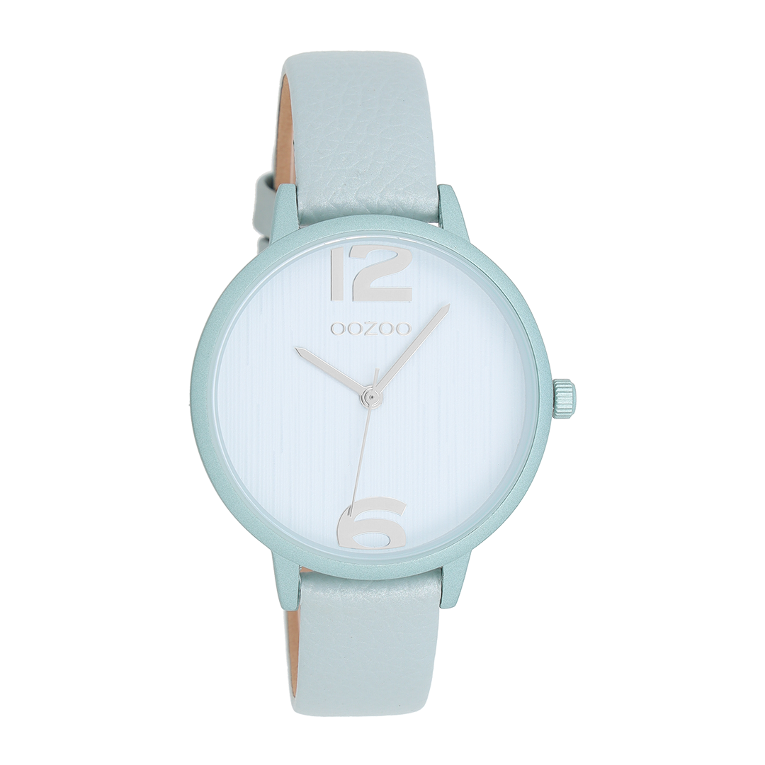 Poeder roze OOZOO horloge met leren band - C9578