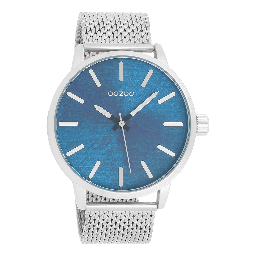 OOZOO Montre en couleur argent avec bracelet en mesh en couleur argent - C9656