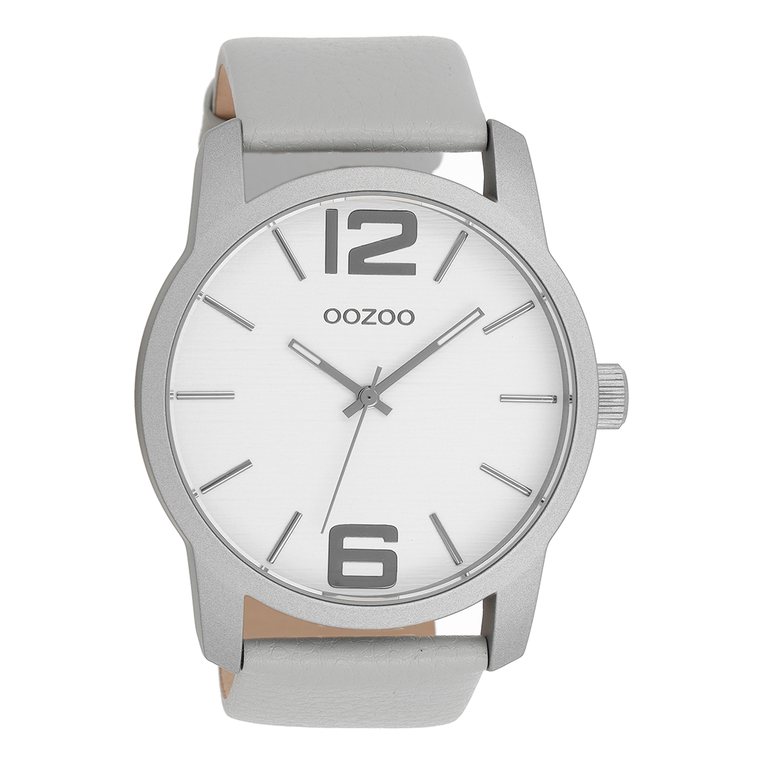 Light grey OOZOO watch with leather strap - C9730