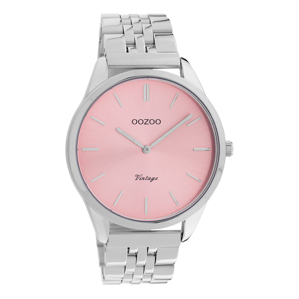 OOZOO Montre en couleur argent avec bracelet en acier inoxydable en couleur argent - C9982