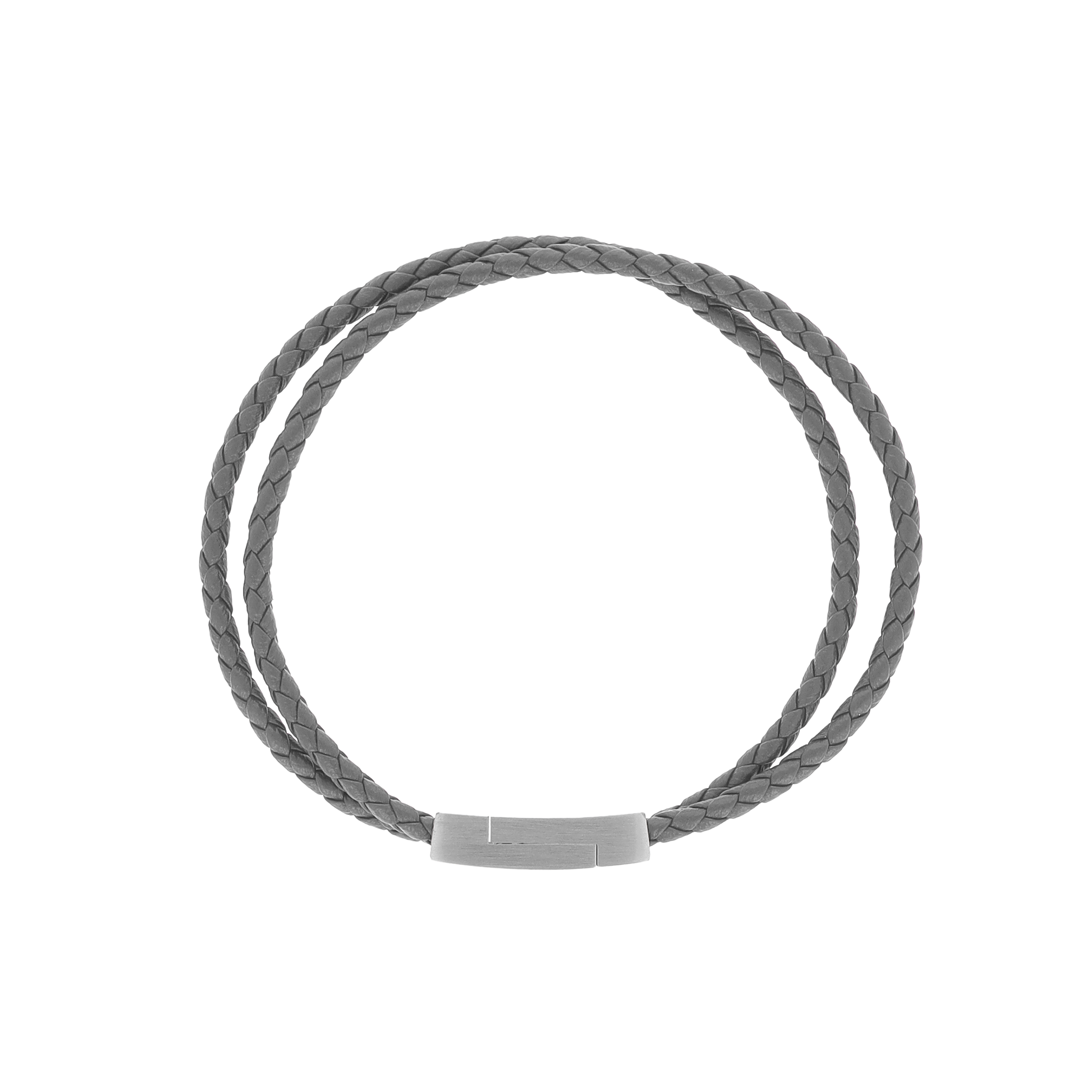 Grey braided leather bracelet