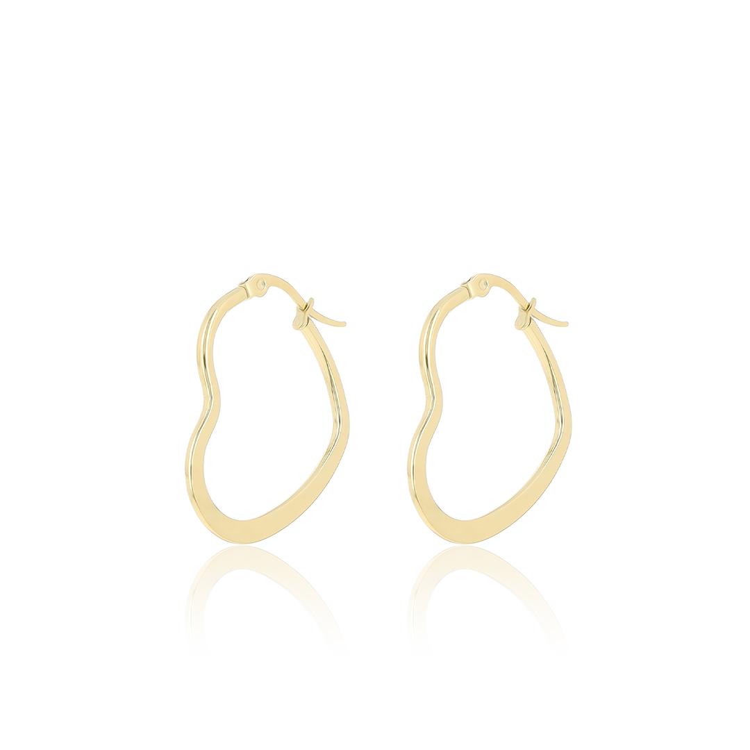 Gold coloured hoop earrings with heart shape