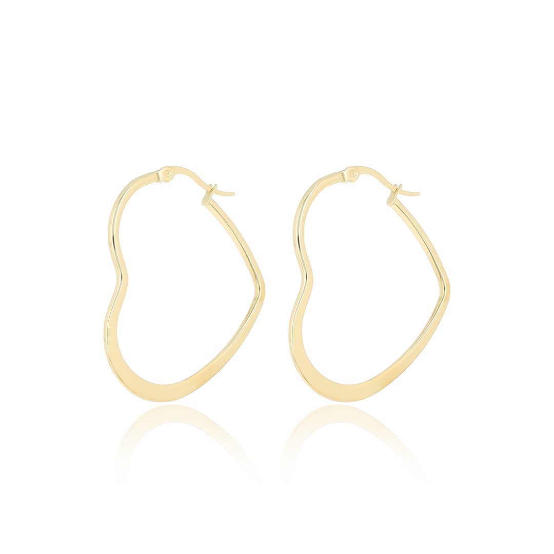 Gold coloured hoop earrings with heart shape