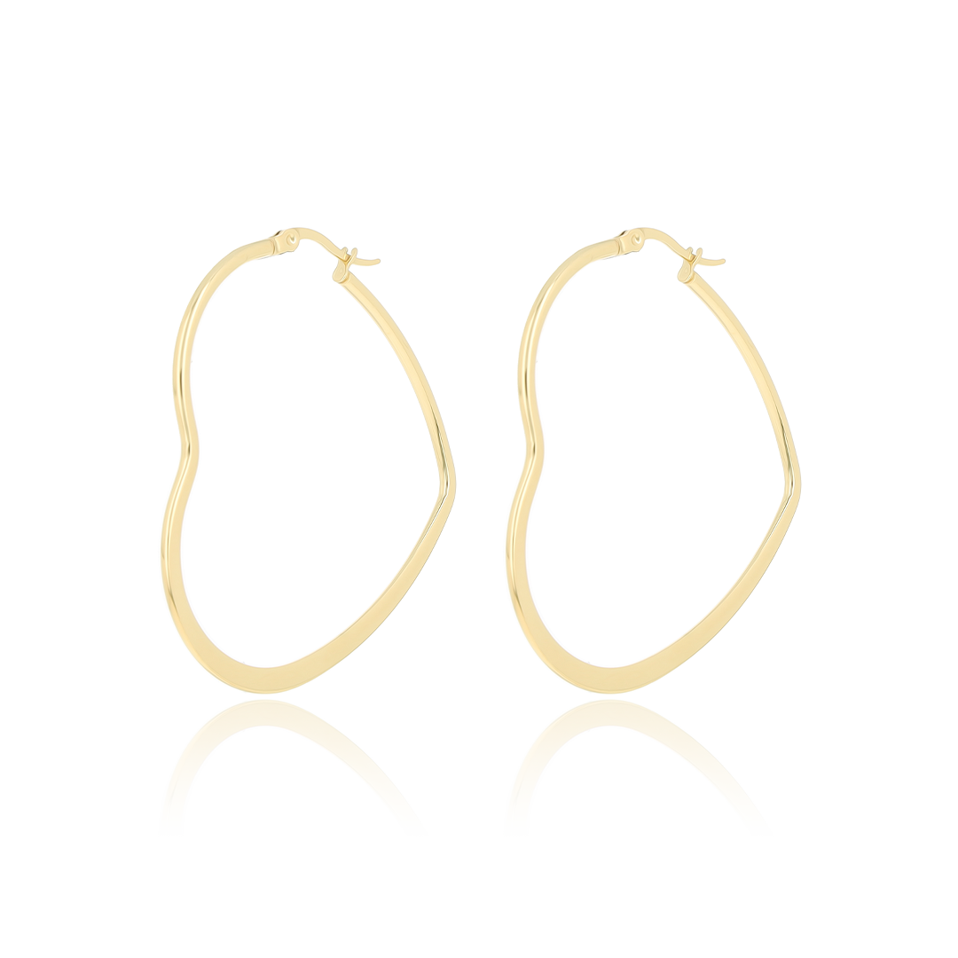 Gold coloured hoop earrings with heart shape