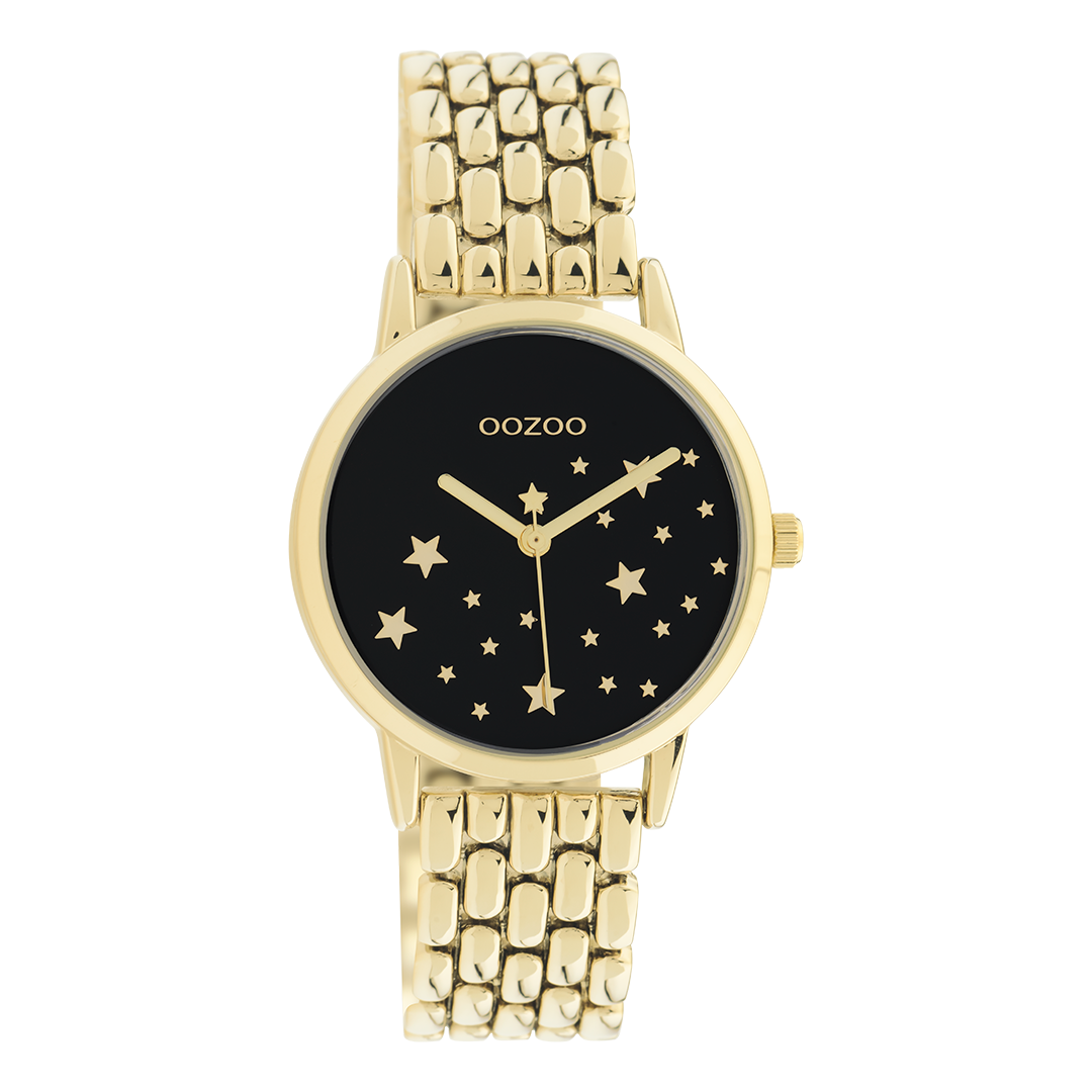 Colorato d'oro OOZOO Guarda con braccialetto in acciaio inossidabile colorato oro - C11029