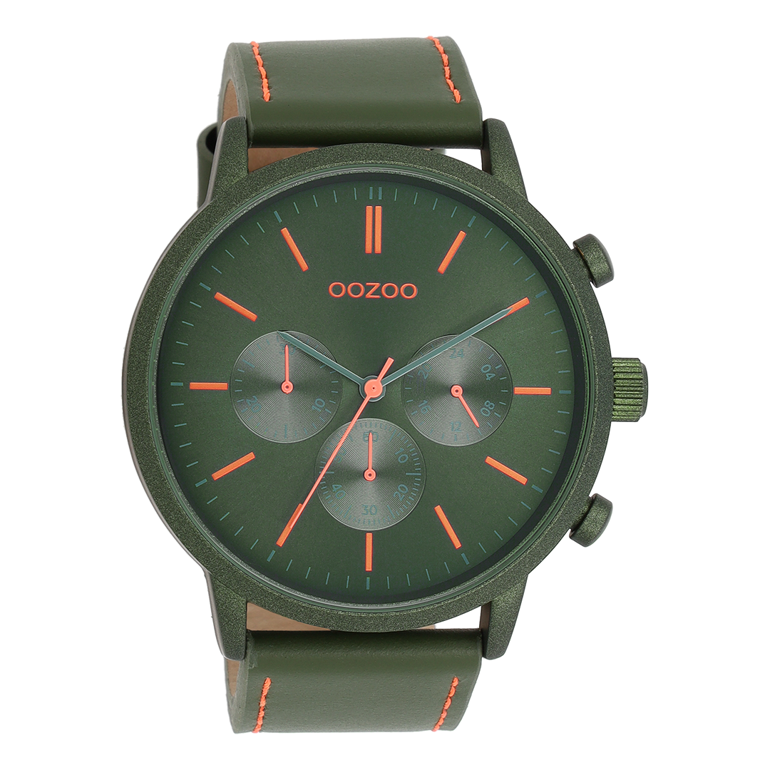Dark green OOZOO watch with leather strap - C11206