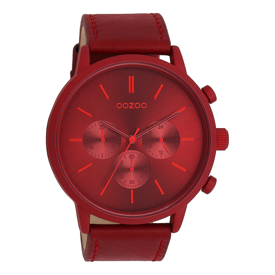 Dahlia red OOZOO watch with leather strap - C11207