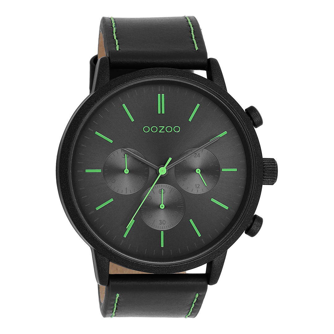 Black OOZOO watch with leather strap - C11208