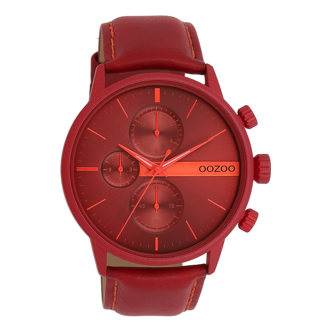 Dahlia red OOZOO watch with leather strap - C11226