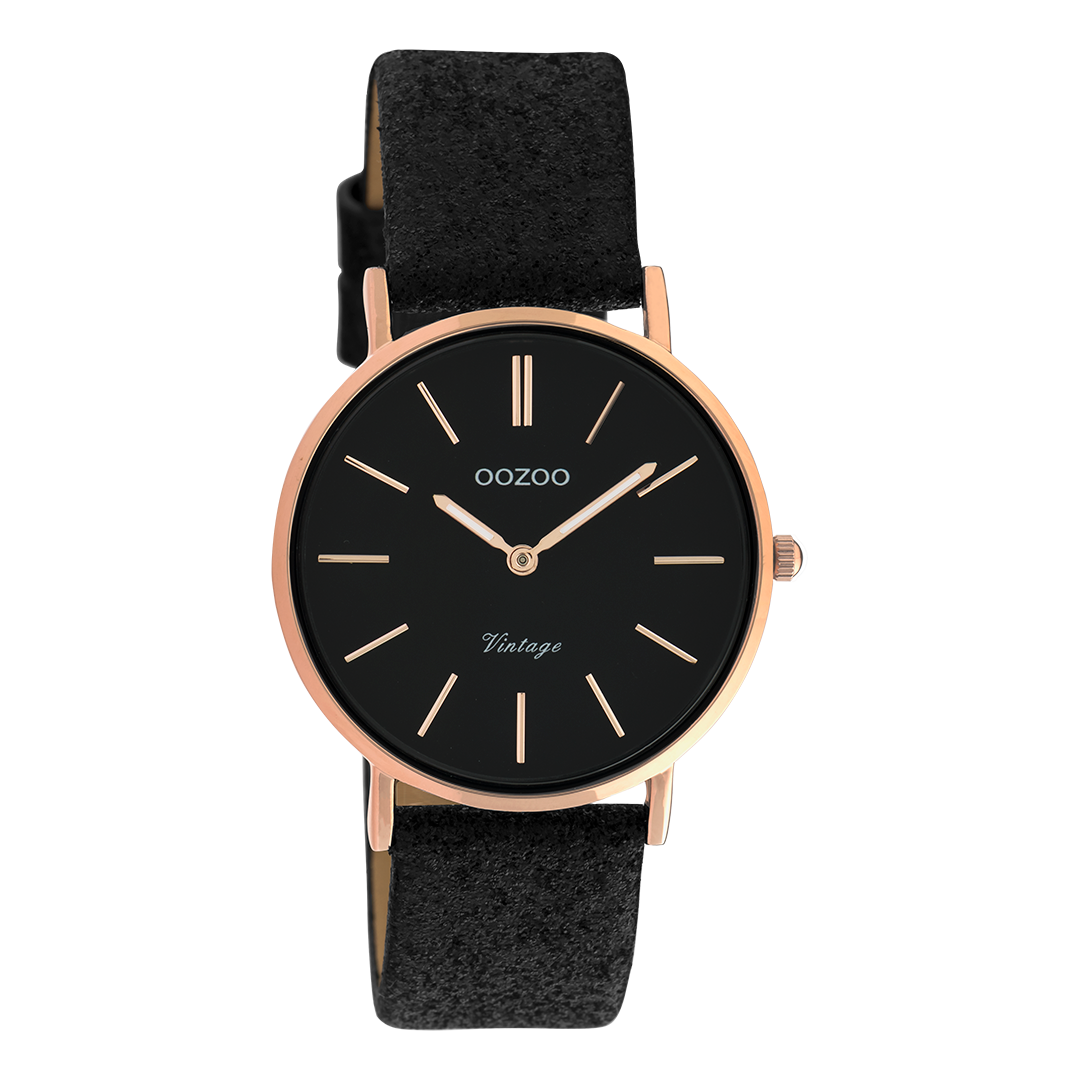 Color oro rosa OOZOO Guarda con cinturino in pelle nera - C20159