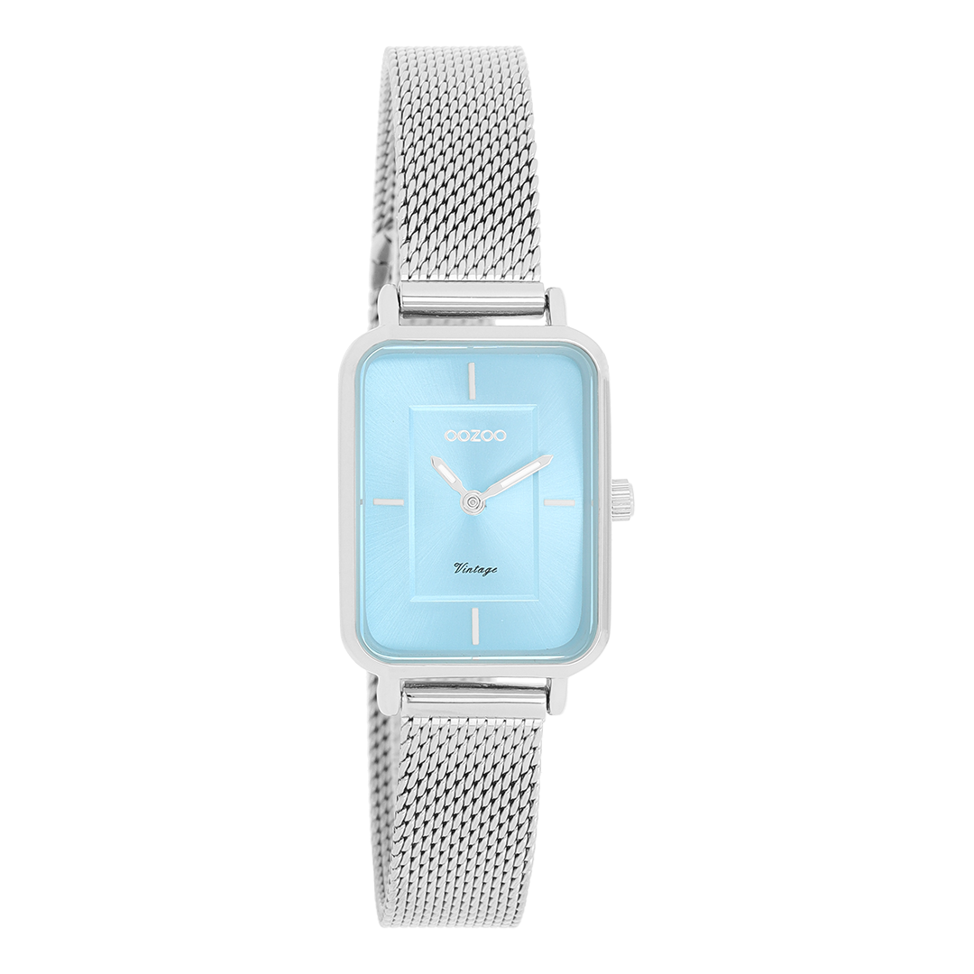 Silver coloured OOZOO watch with metal mesh bracelet - C20351