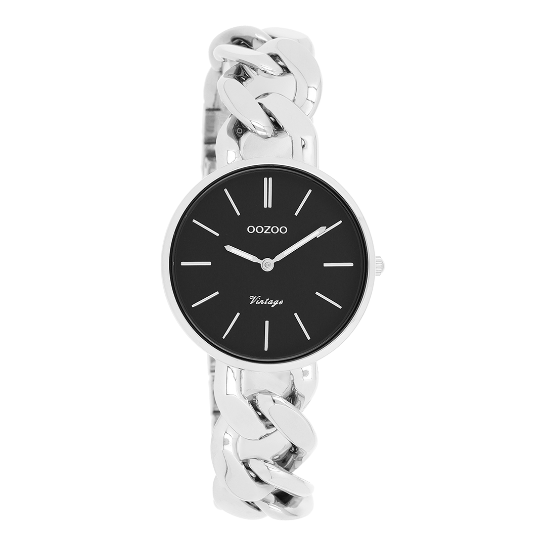 Silver coloured OOZOO watch with chunky chain bracelet - C20356