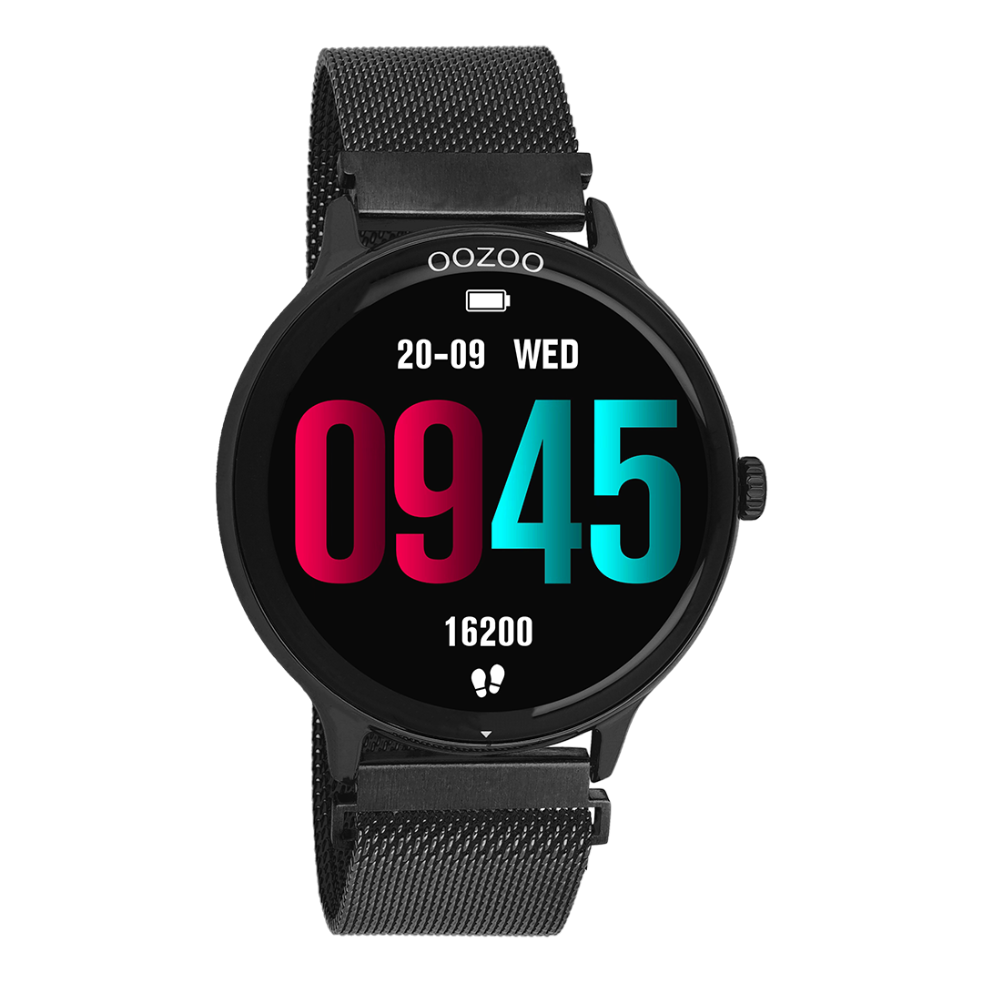 OOZOO Montre connectée en noir avec bracelet en mesh en noir - Q00139