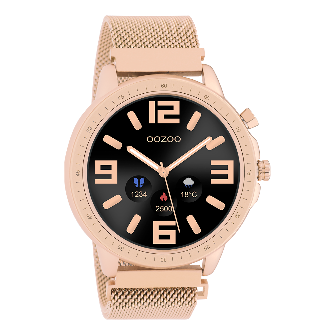 Color oro rosa OOZOO Smartwatch con braccialetto in mesh metallico in metallo in oro rosa - Q00307
